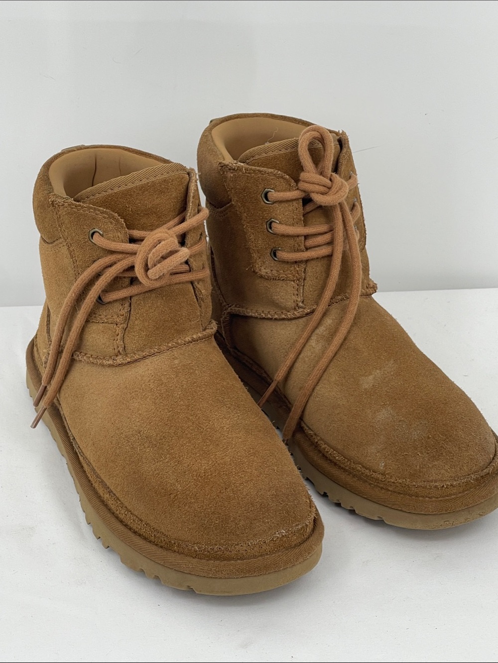 UGG WOMENS SIZE 7 Chestnut Suede Lace-Up Ankle Boots